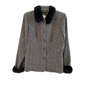 Positive Attitude Vintage Jacket with Faux Fur Collar and Cuffs Size 12